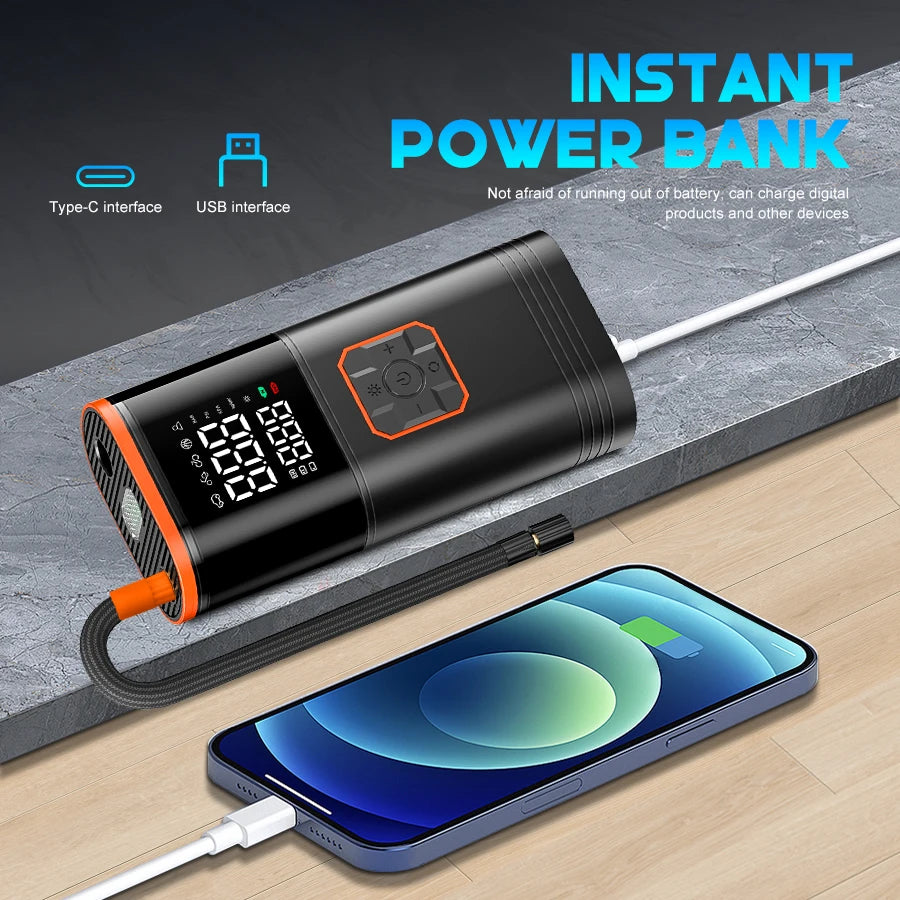 Digital Display Portable Tire Inflater, USB Rechargeable, Air Compressor For Car, Bike, Motorcycle Tires, Balls, Inflatable Toys....23.71% OFF!