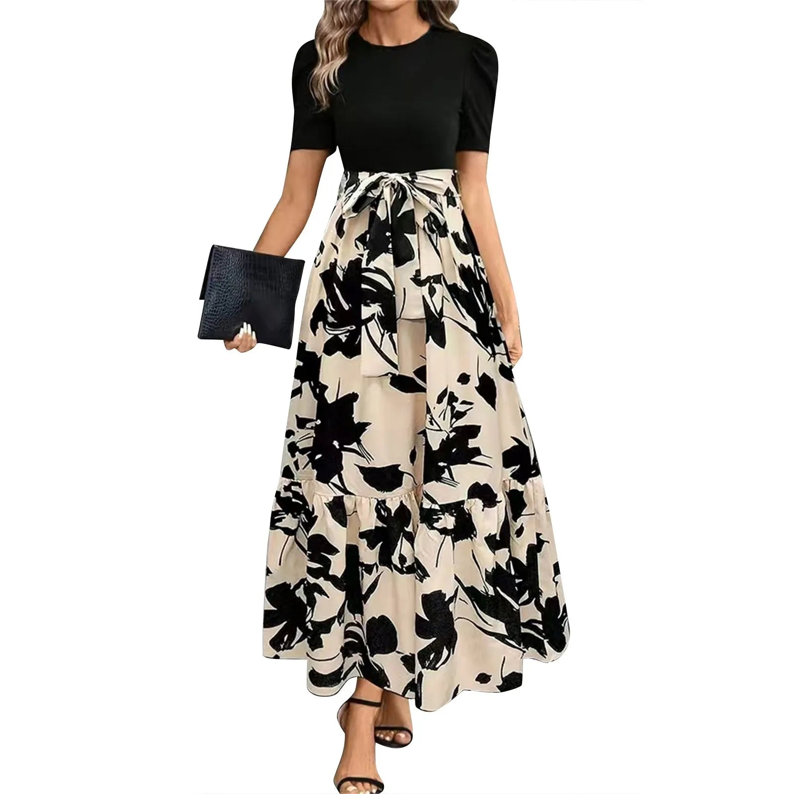 Women's Round Neck Dress, Short Sleeved, Floral Print Dresses.....20% OFF!