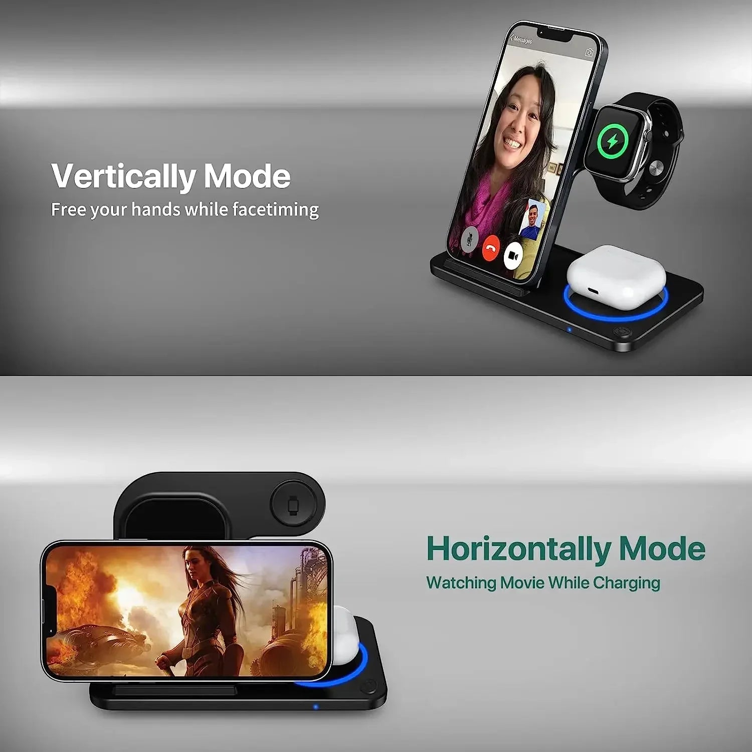 Wireless Charging Stand, 30W- 3 in 1 Fast Wireless Charger Stand, Foldable , Wireless Charging For iPhone 15 14 13 12 11, Apple Watch 9 8 7 6 5, Air Pods Pro. GAINING POPULARITY SINCE 02/07.