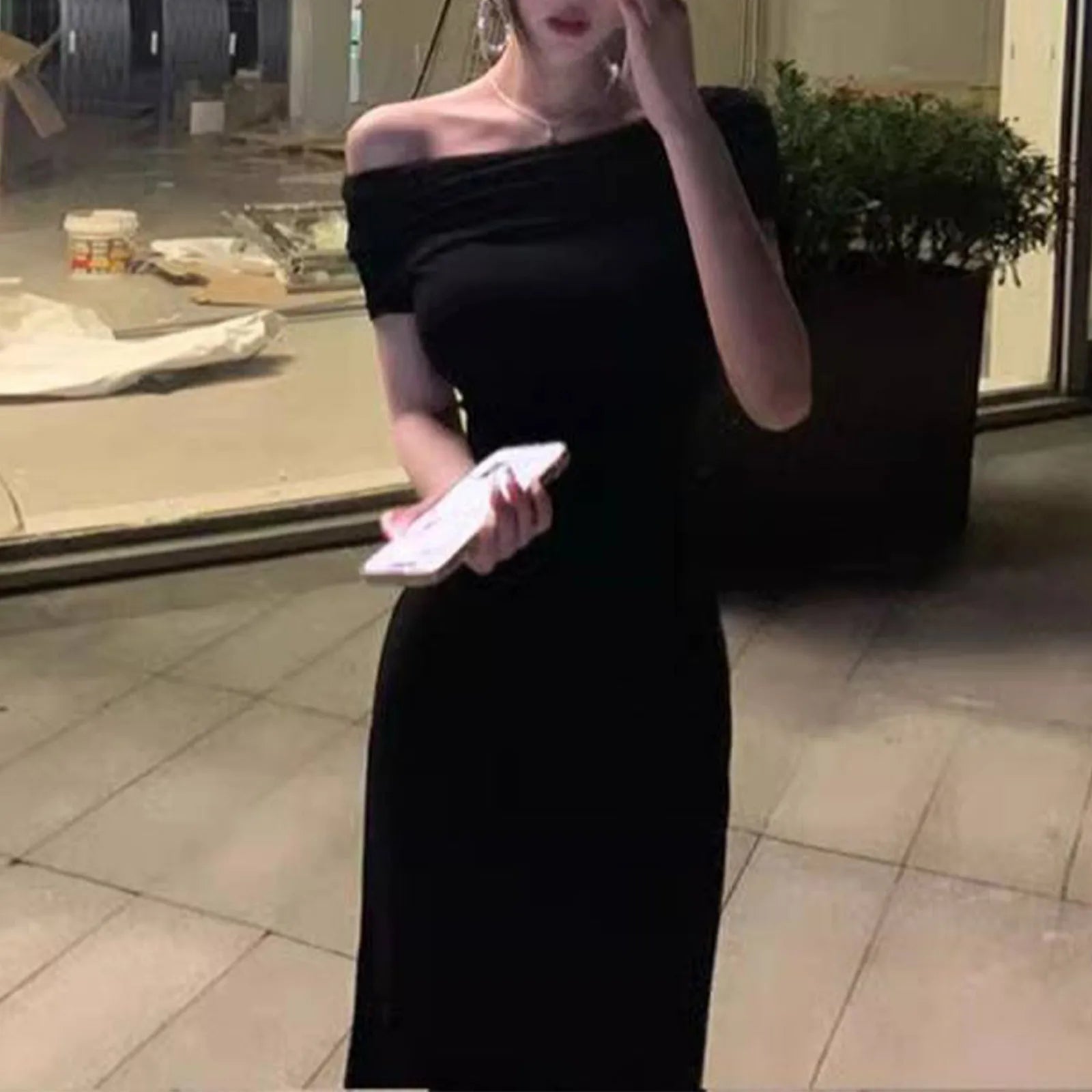 Elegant-Off Shoulder Sweater Dress, Solid Color, Long Sleeve Knitted Dress....15% Off!