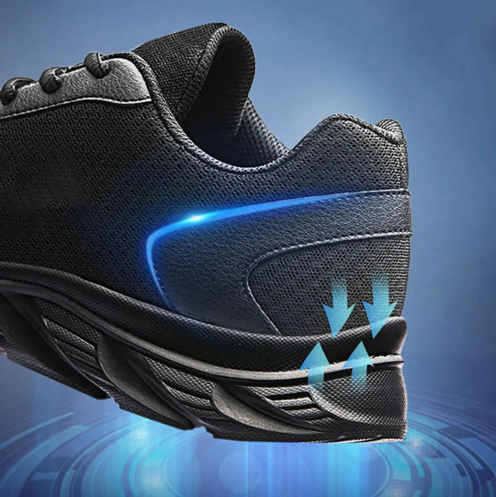 Men's Leather Sneakers, Solid Color, Mesh Breathable Classic Sneakers