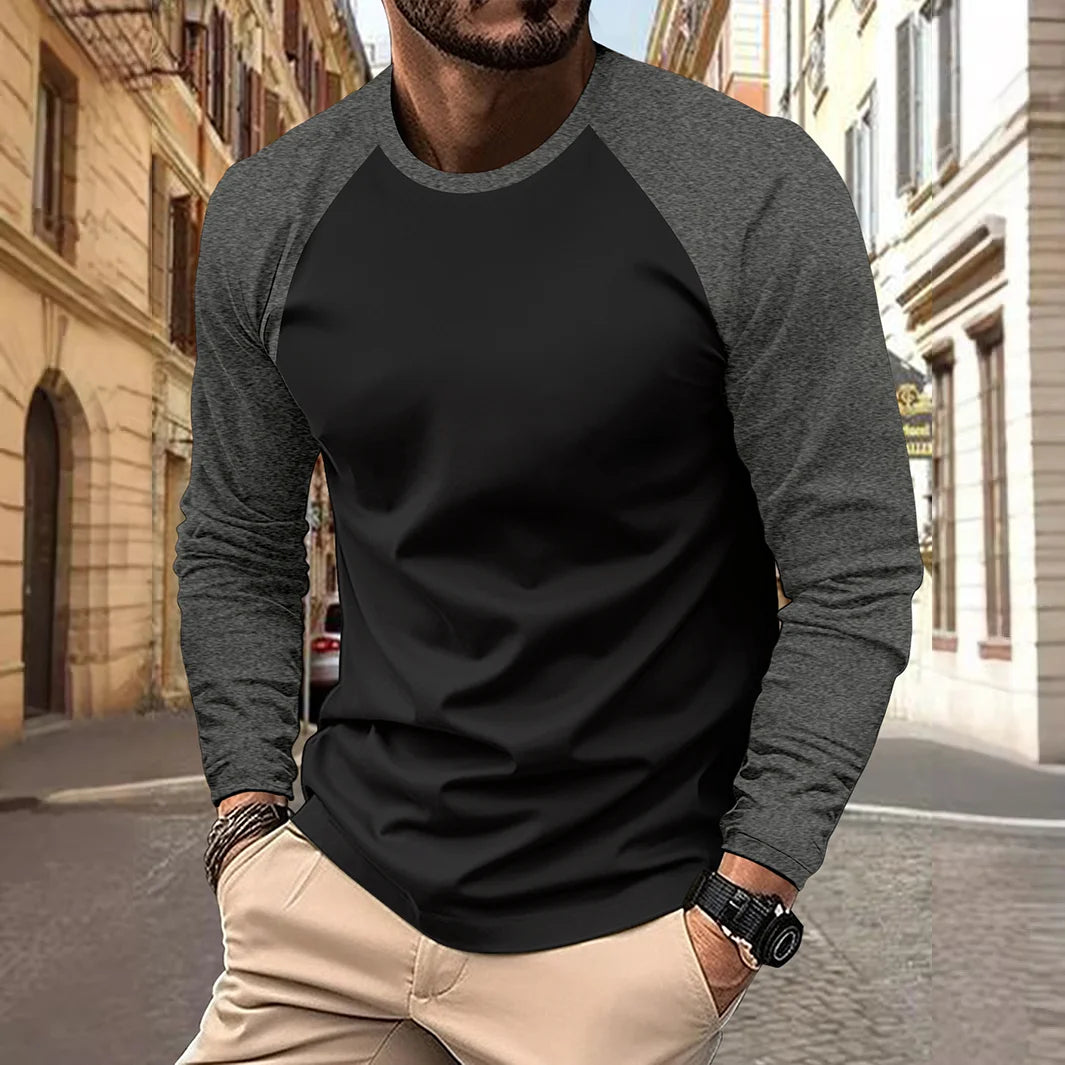 Men's Long Sleeve O-Neck Long Sleeve Casual Shirt.