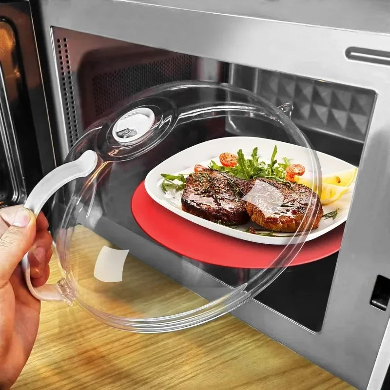 Microwave Food Splash Guard, High Temperature Resistant, Food Heating Cover With Steam Vent & Handle Transparent Plate Cover. EXTREMELY POPULAR THIS WEEK!