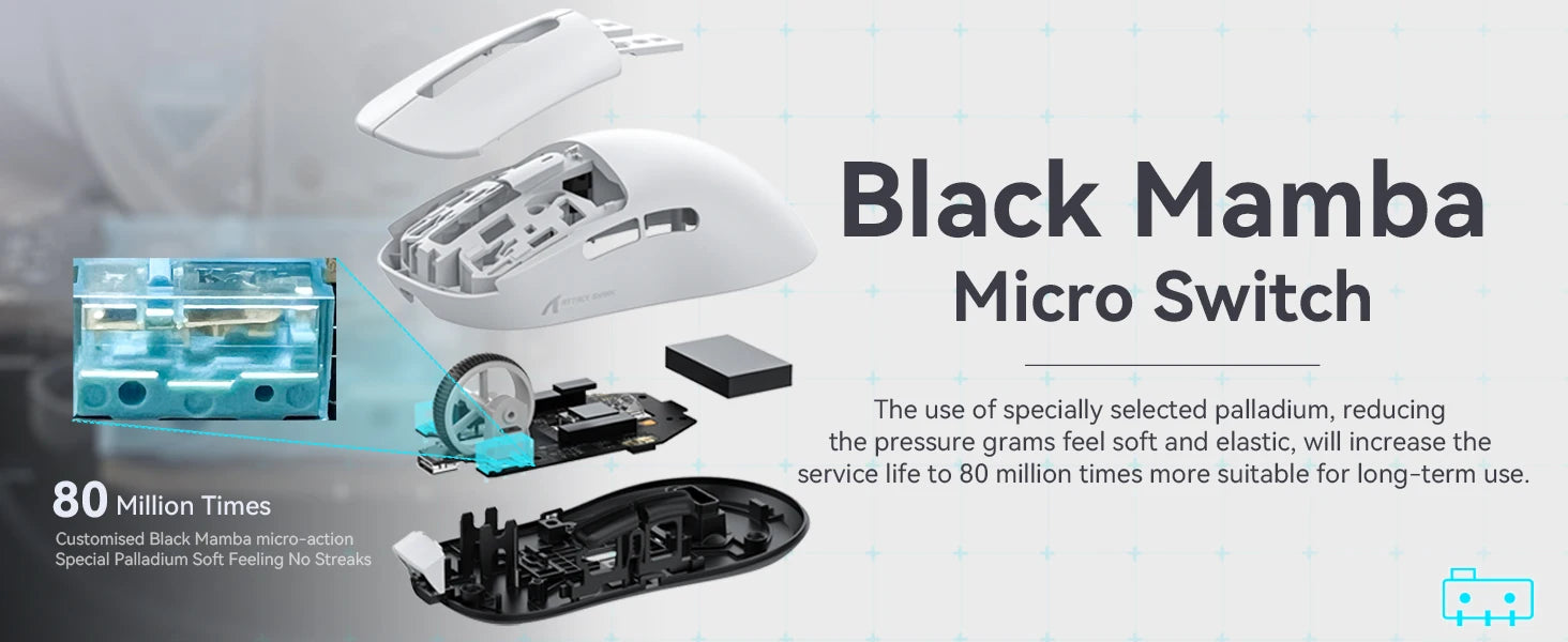 ATTACK SHARK, Bluetooth, Wireless, Rechargeable Gaming Mouse, 49GTri-Mode, PAW3395, 26K DPI Sensor, 200 Hour Battery Life,5 Programmable Buttons....28.89% OFF!