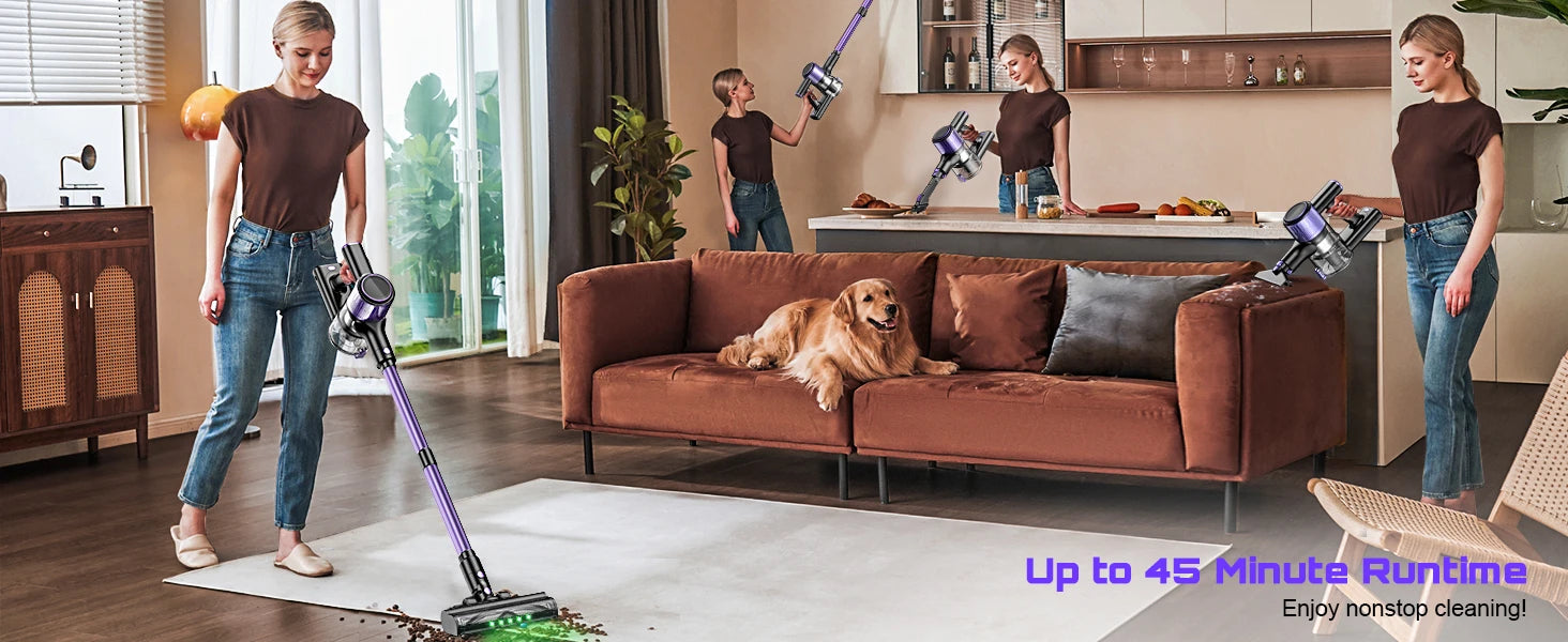 Cordless Vacuum Cleaner, 10 In 1 Powerful Stick, Lightweight Vacuum Cleaner, Green LED Search Light & Display, Pet Hair/Hard Floor/Carpet....57.08% OFF!