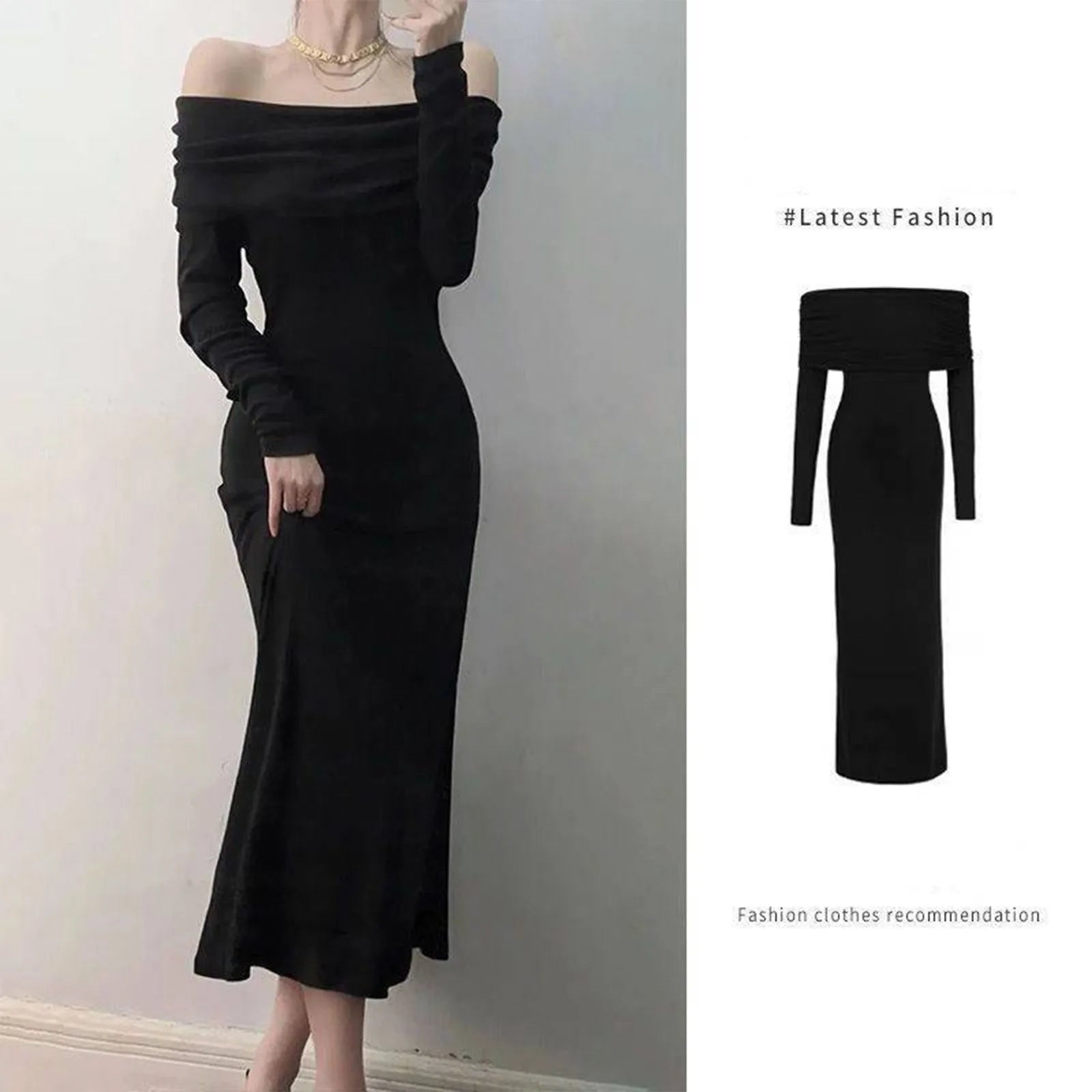 Elegant-Off Shoulder Sweater Dress, Solid Color, Long Sleeve Knitted Dress....15% Off!