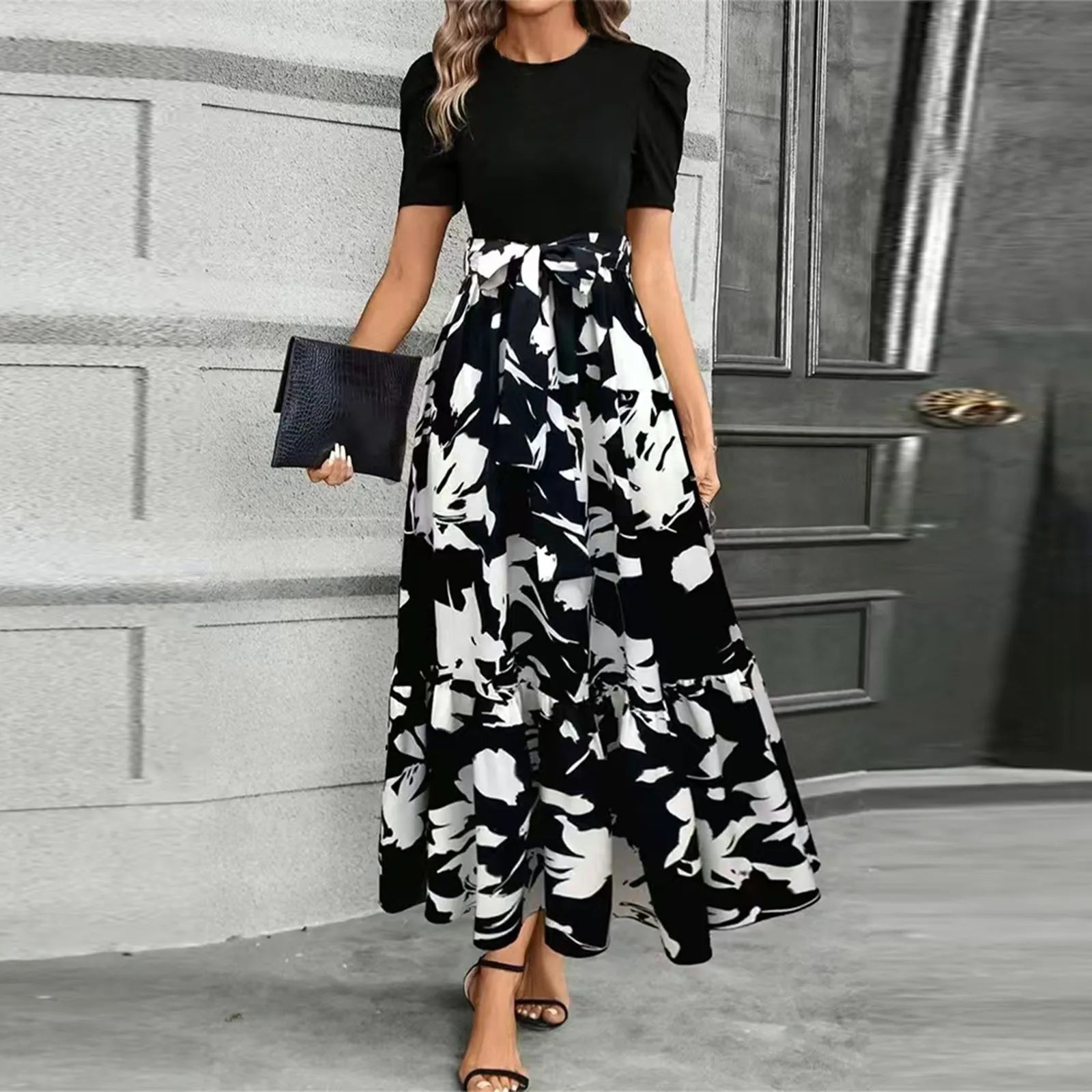 Women's Round Neck Dress, Short Sleeved, Floral Print Dresses.....20% OFF!