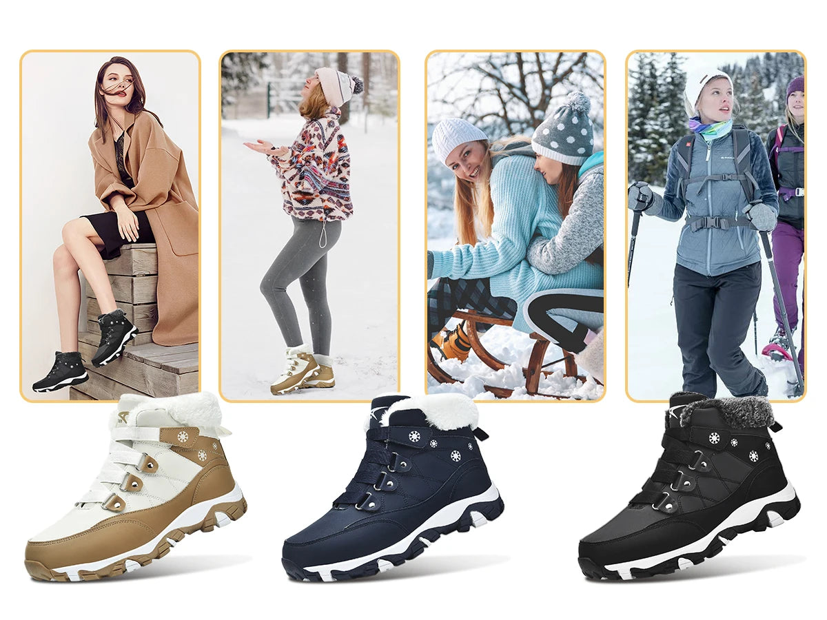 Women's Warm Fur Lined Winter Boots, Comfortable Ankle Booties, Outdoor Hiking Boots.....15% OFF!