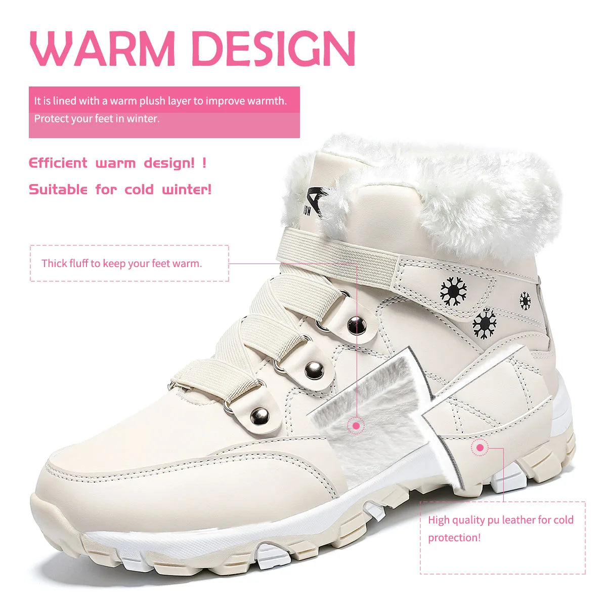 Women's Warm Fur Lined Winter Boots, Comfortable Ankle Booties, Outdoor Hiking Boots.....15% OFF!