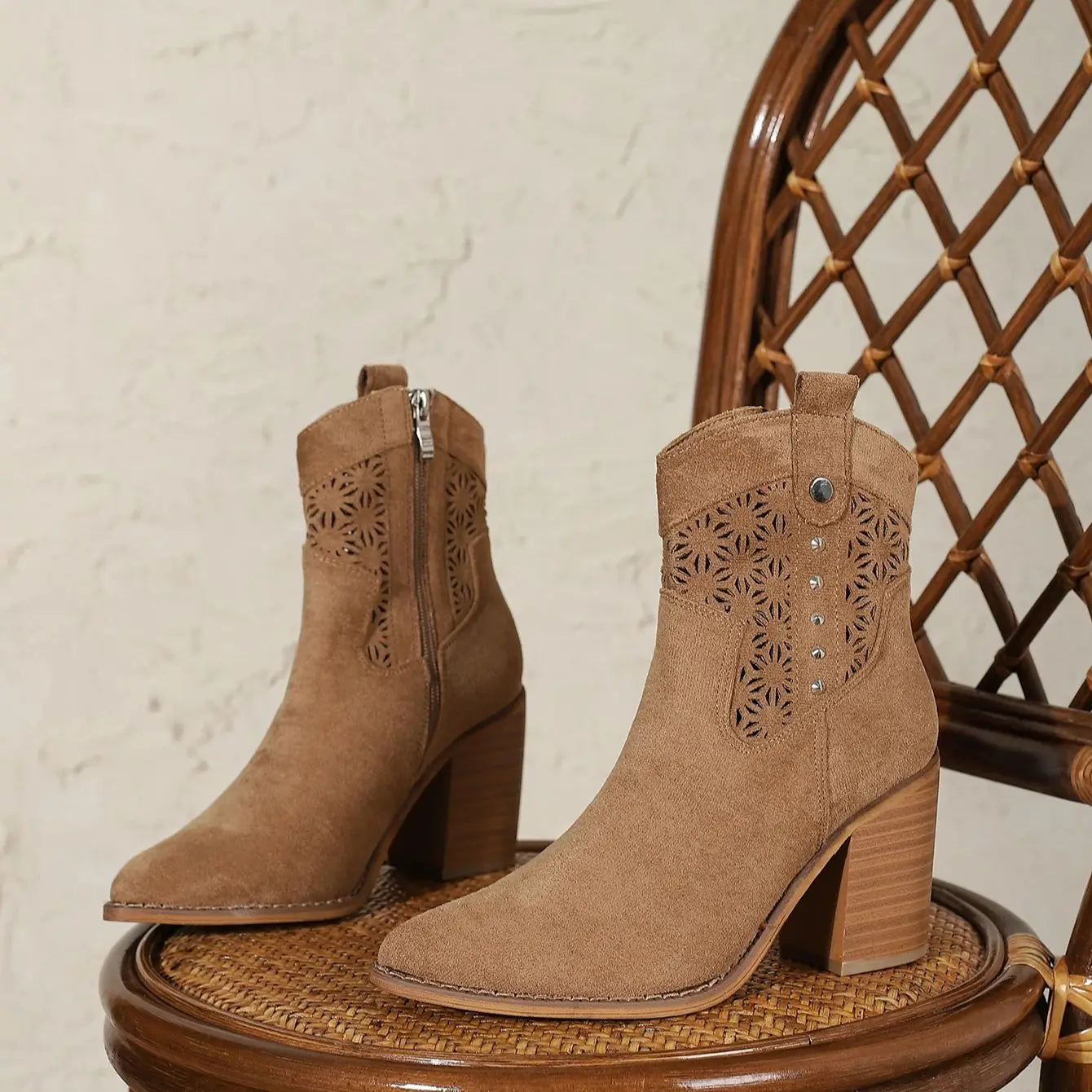 Women's BROWN Cowgirl Ankle Boots, Western Stylish Faux Leather...20% OFF! TRENDING NOW!