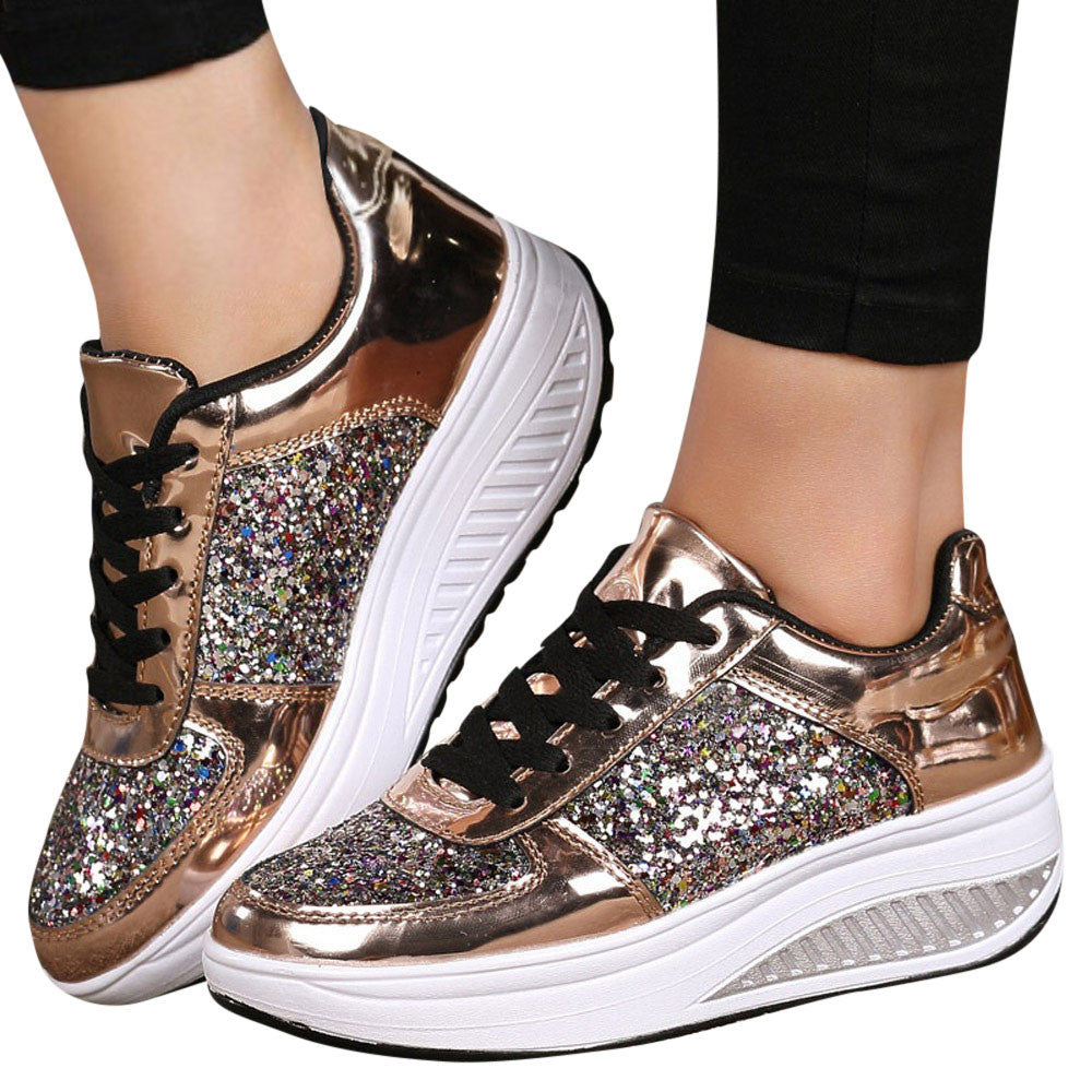 Women's Fashion T-Shoes, Sport Sequins Wedges, Shoe Shake Fashion Running/Walking Sneakers.....20% OFF!