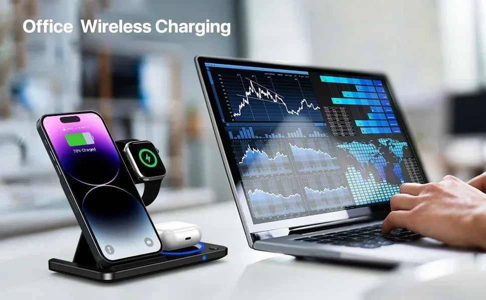 Wireless Charging Stand, 30W- 3 in 1 Fast Wireless Charger Stand, Foldable , Wireless Charging For iPhone 15 14 13 12 11, Apple Watch 9 8 7 6 5, Air Pods Pro. GAINING POPULARITY SINCE 02/07.
