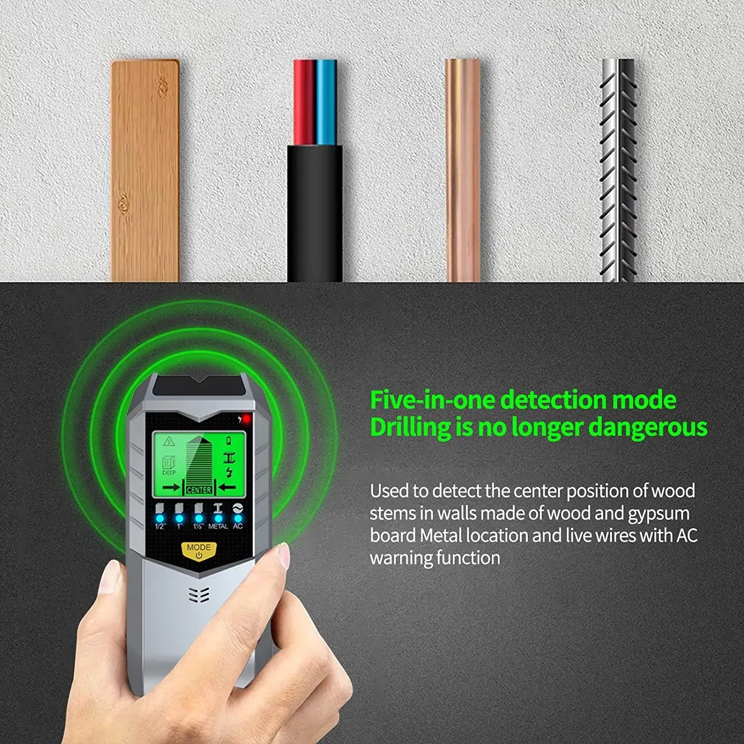 5 In 1 Electronic Wall Detector, Finder, Multifunctional Handheld  Metal Detector, Stud Wood Finder, Live AC Wires