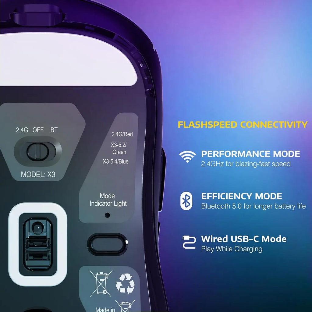 ATTACK SHARK, Bluetooth, Wireless, Rechargeable Gaming Mouse, 49GTri-Mode, PAW3395, 26K DPI Sensor, 200 Hour Battery Life,5 Programmable Buttons....28.89% OFF!