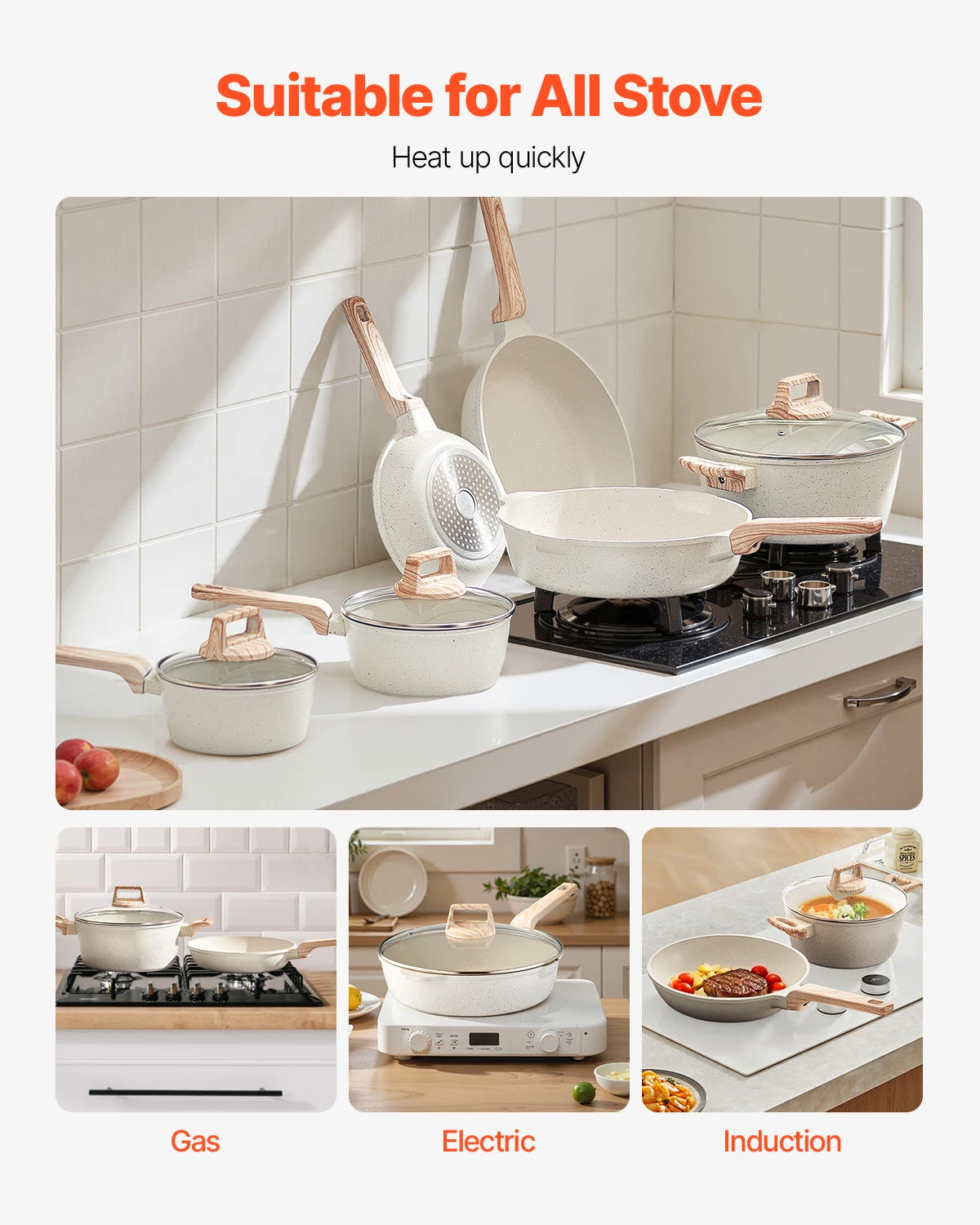 Pot's/Pan's, 17 Piece Set- Granite Nonstick Cookware....30% OFF! TRENDING NOW!