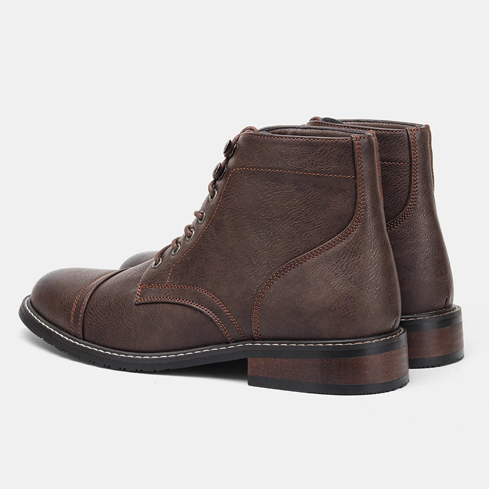 Men's Leather Retro Boots, Ankle High