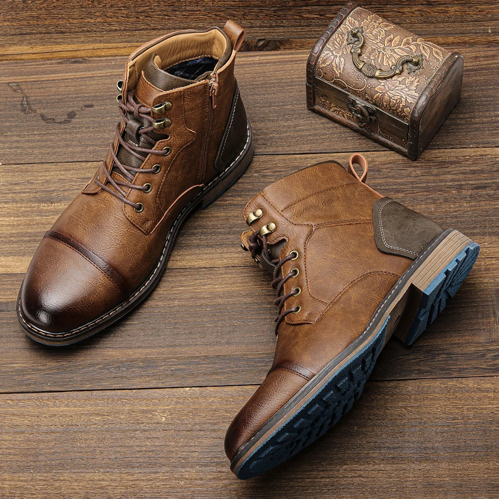 Men's, Above The Ankle Retro Boots With Side Zipper & Lace Up.....15% OFF! THIS EXACT SHOE/BOOT IS STILL TRENDING THIS WEEK!