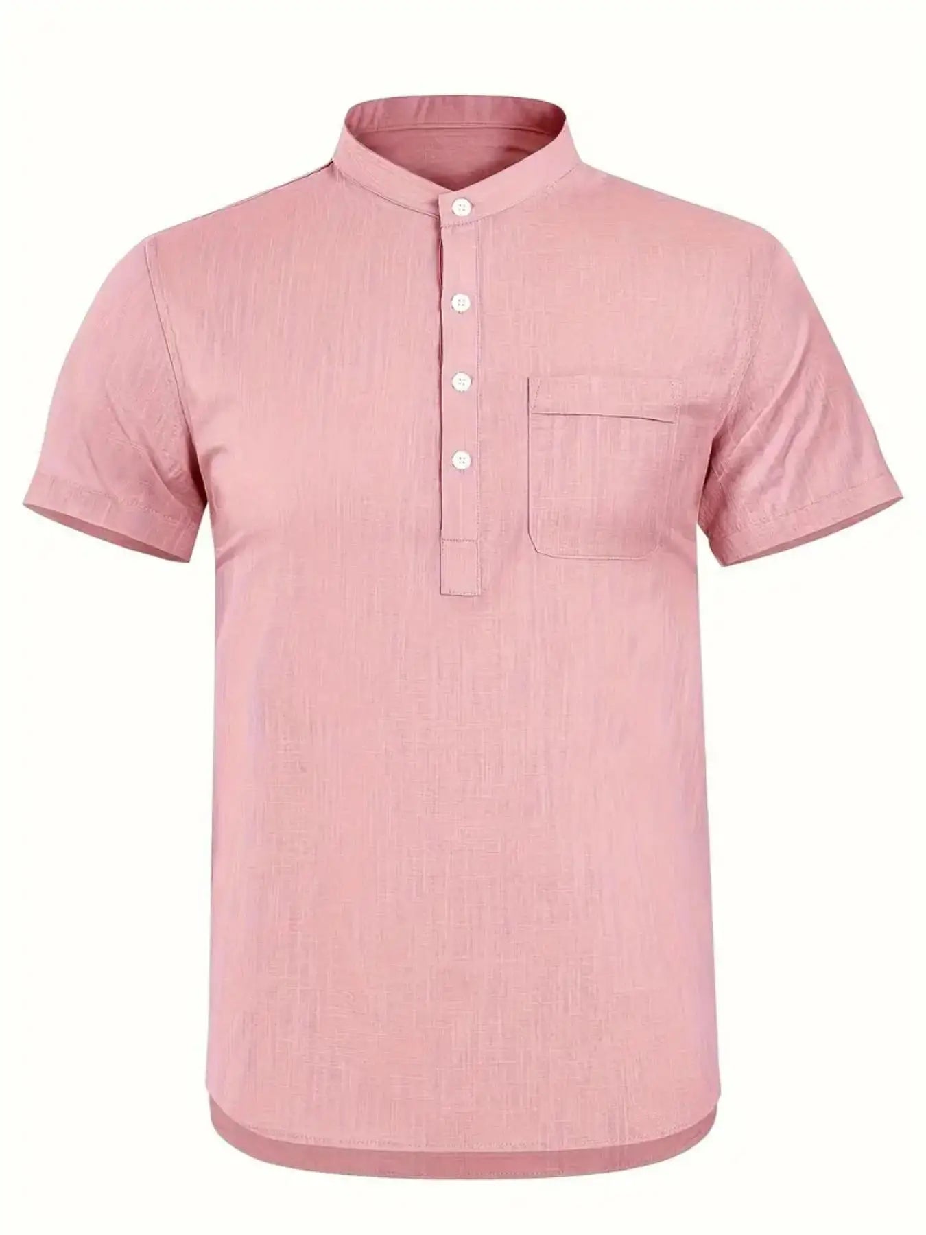 Men's Cotton/Linen Shirt With Pocket, Casual Polo Shirt....20% OFF!