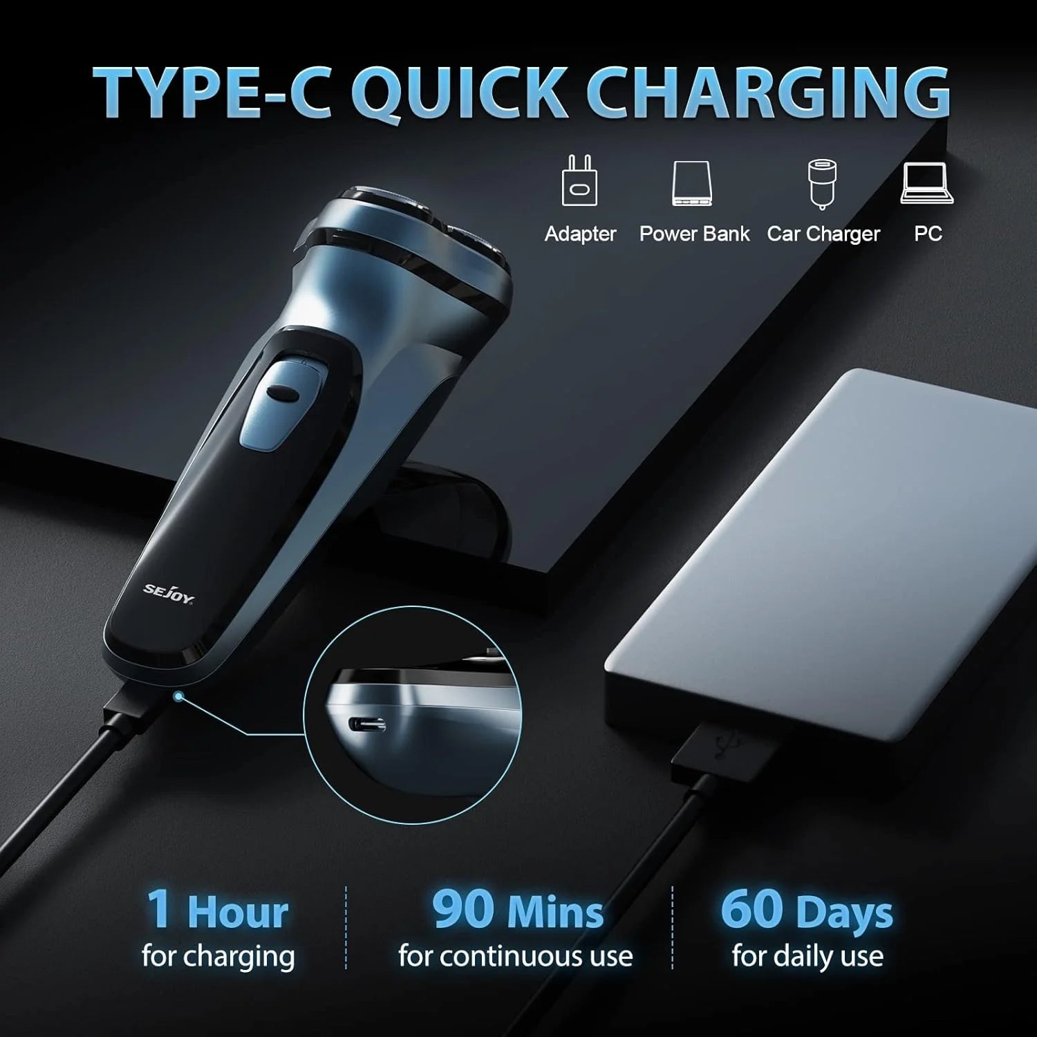 Men's Electric Razor, Rechargeable, Electric Razor Shaver, Wet/Dry Shave, 3 Sets Of Floating Heads....37.77% OFF!