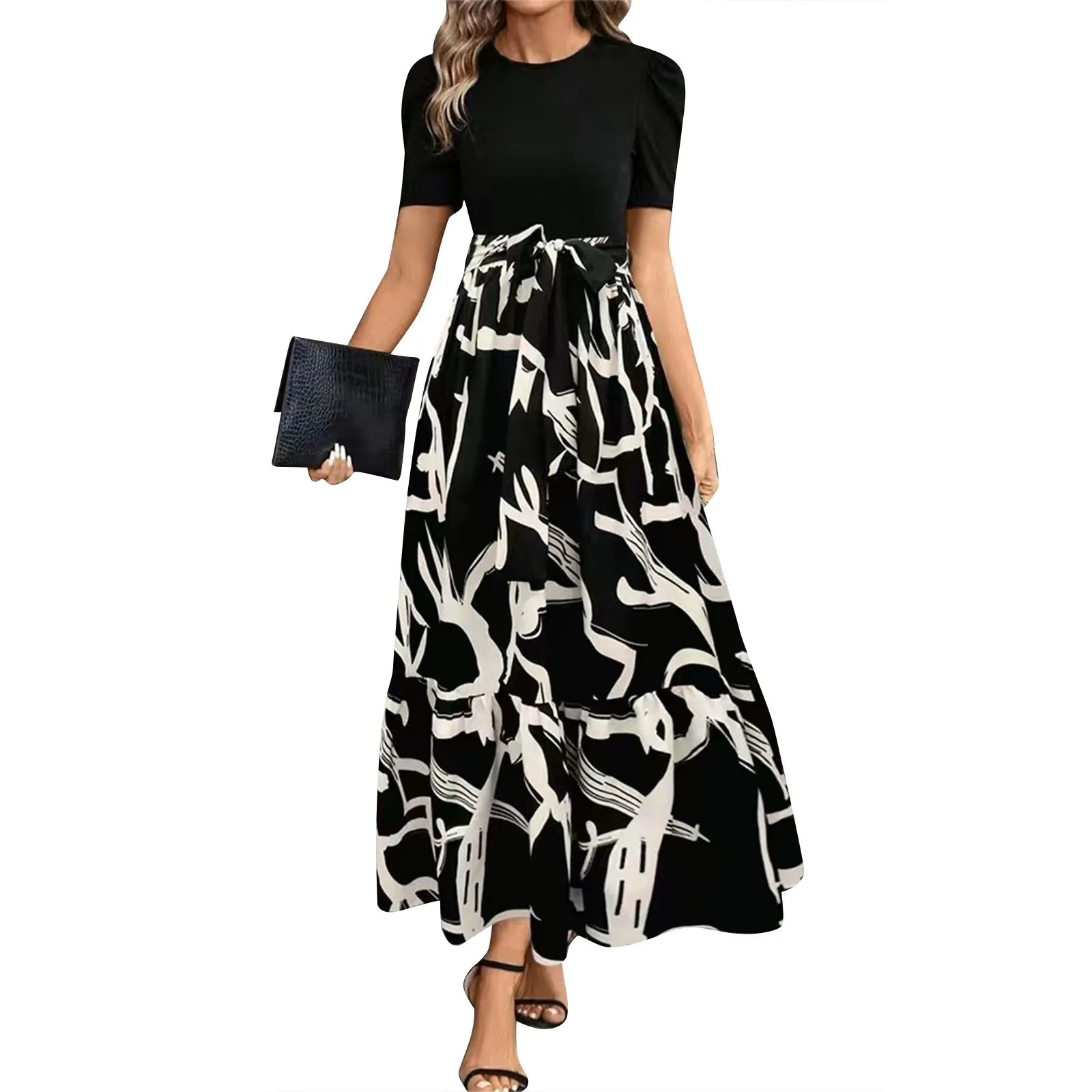 Women's Round Neck Dress, Short Sleeved, Floral Print Dresses.....20% OFF!