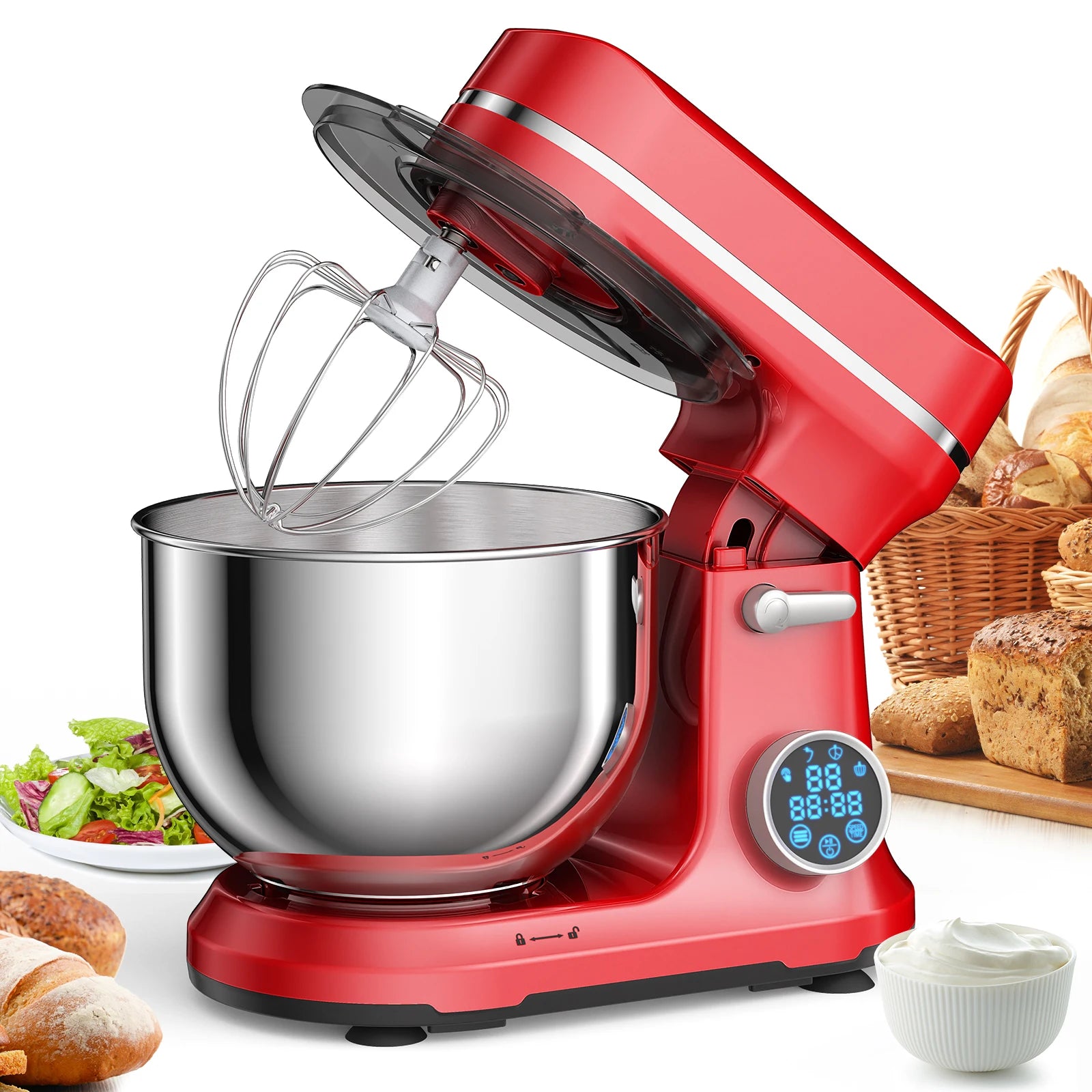 Kitchen Food Stand Mixer, 1200W, 11-Speeds, DC Motor, Digital LED Screen, Electric Food Mixer With Dough Hook, Whisk....56.51% OFF!