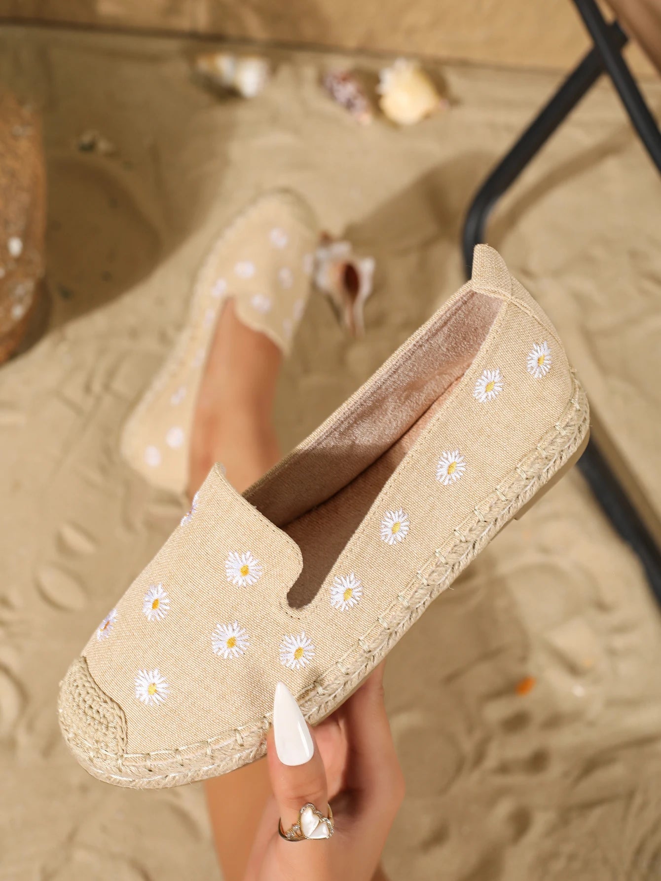 Women's Flats. Round Toe Slip Onn's, Beige Breathable Casual Shoes....20% OFF! TRENDING NOW!