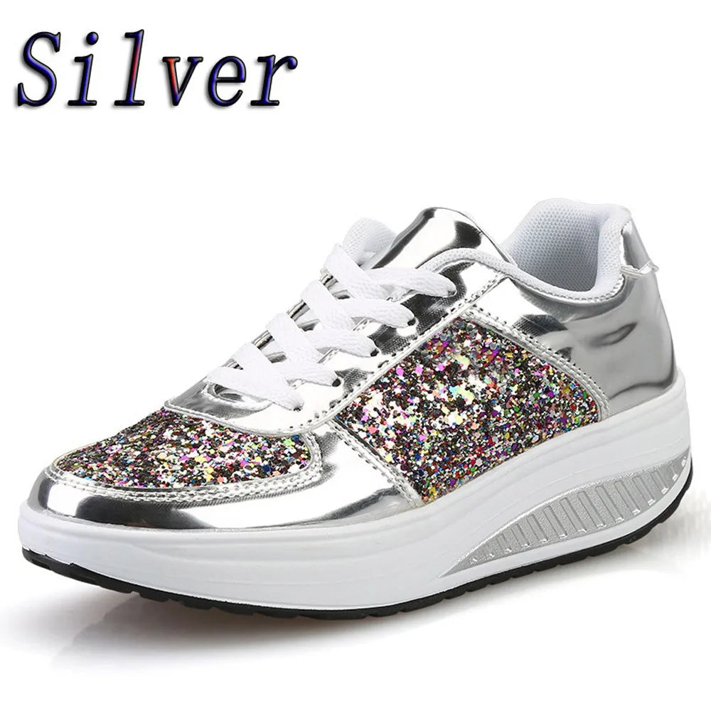 Women's Fashion T-Shoes, Sport Sequins Wedges, Shoe Shake Fashion Running/Walking Sneakers.....20% OFF!