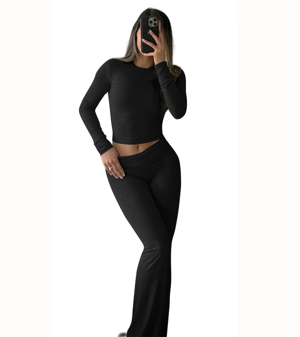Women's Yoga- Two-Piece Set, Long-Sleeve, Wide-Leg Activewear Set...TRENDING THIS WEEK!
