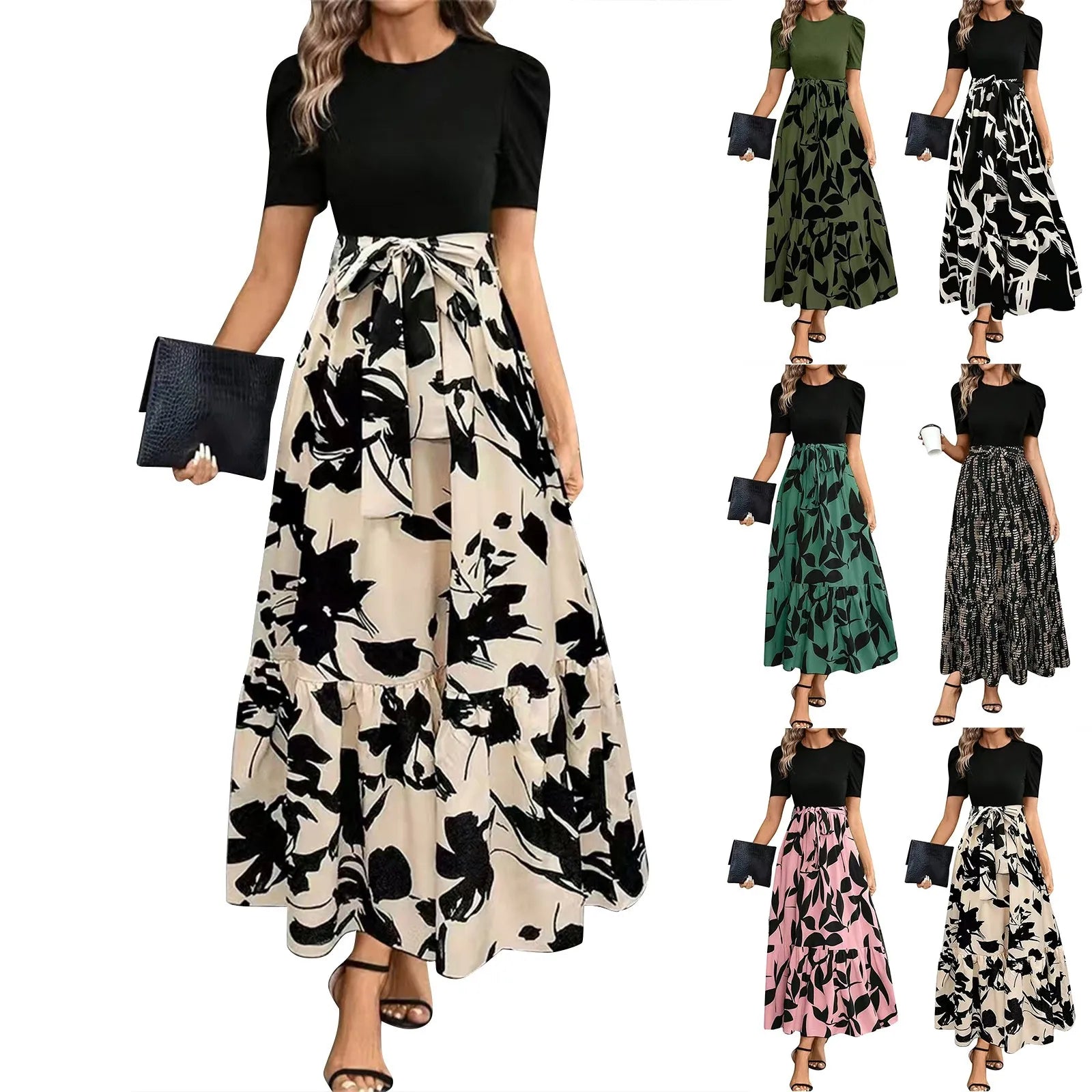Women's Round Neck Dress, Short Sleeved, Floral Print Dresses.....20% OFF!