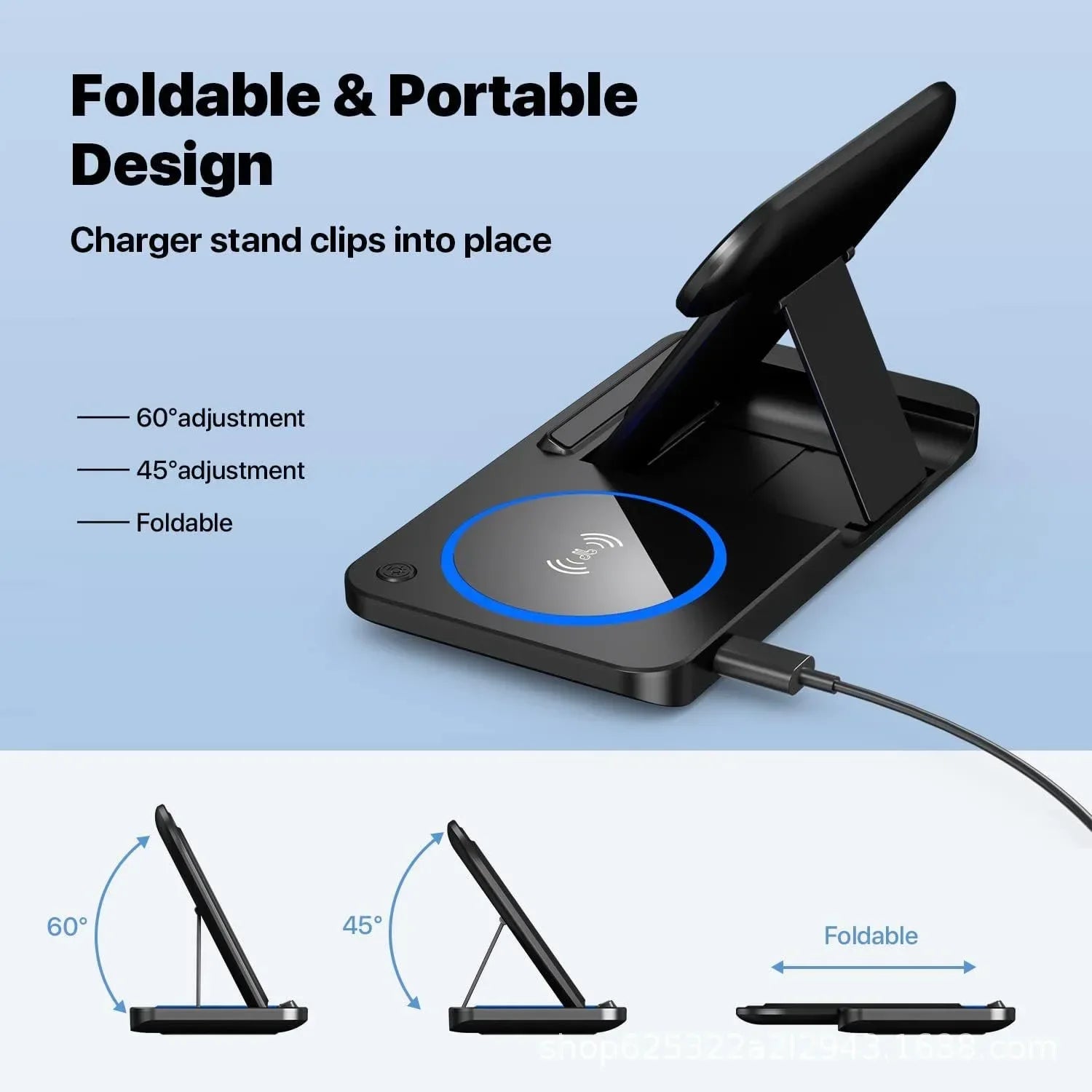 Wireless Charging Stand, 30W- 3 in 1 Fast Wireless Charger Stand, Foldable , Wireless Charging For iPhone 15 14 13 12 11, Apple Watch 9 8 7 6 5, Air Pods Pro. GAINING POPULARITY SINCE 02/07.