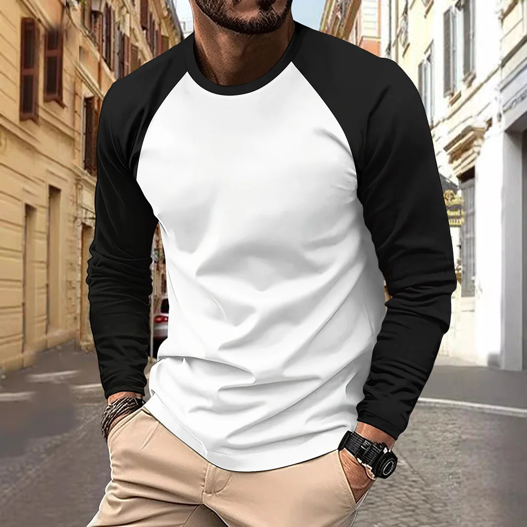 Men's Long Sleeve O-Neck Long Sleeve Casual Shirt.