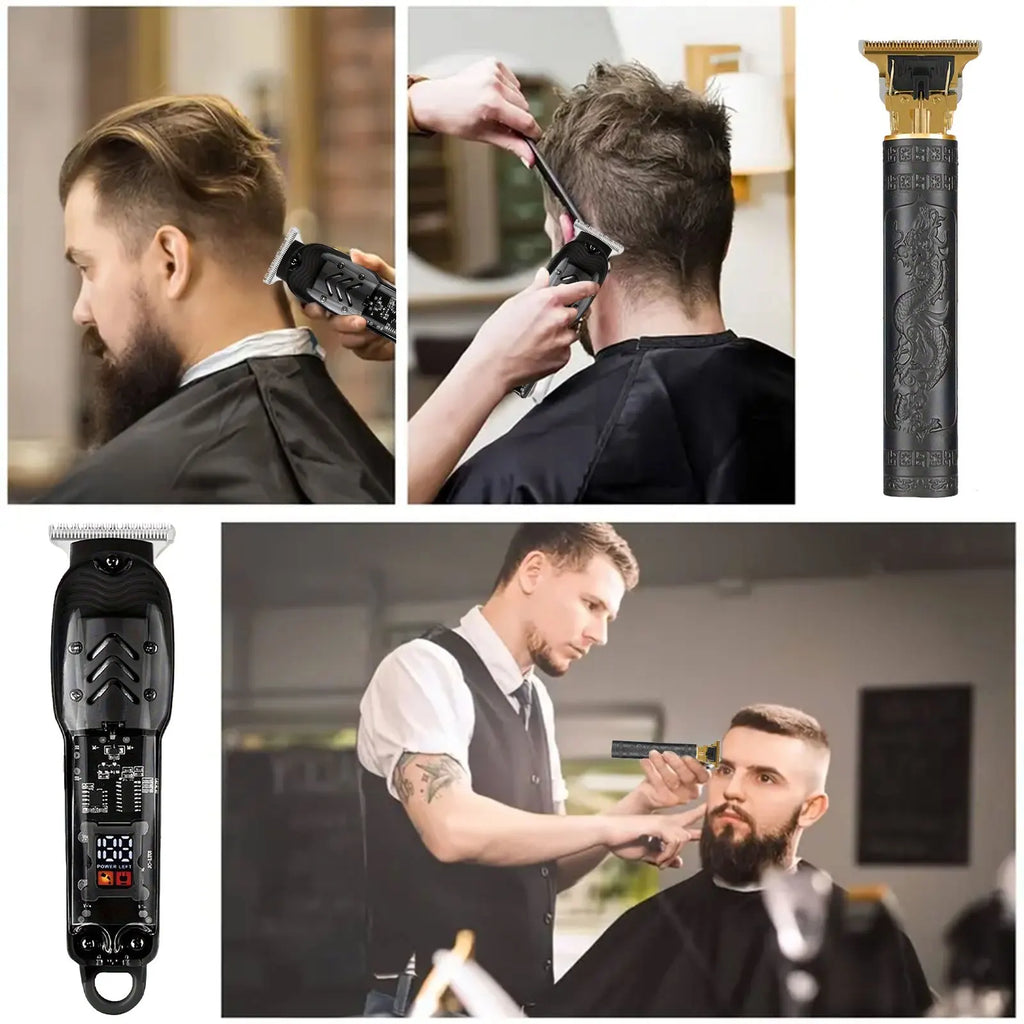 Men's Hair Clipper Kit, 2 Pieces, USB Rechargeable Cordless Beard Trimmer, With LED Display....33.56% OFF. ONLY 9 MORE IN STOCK!