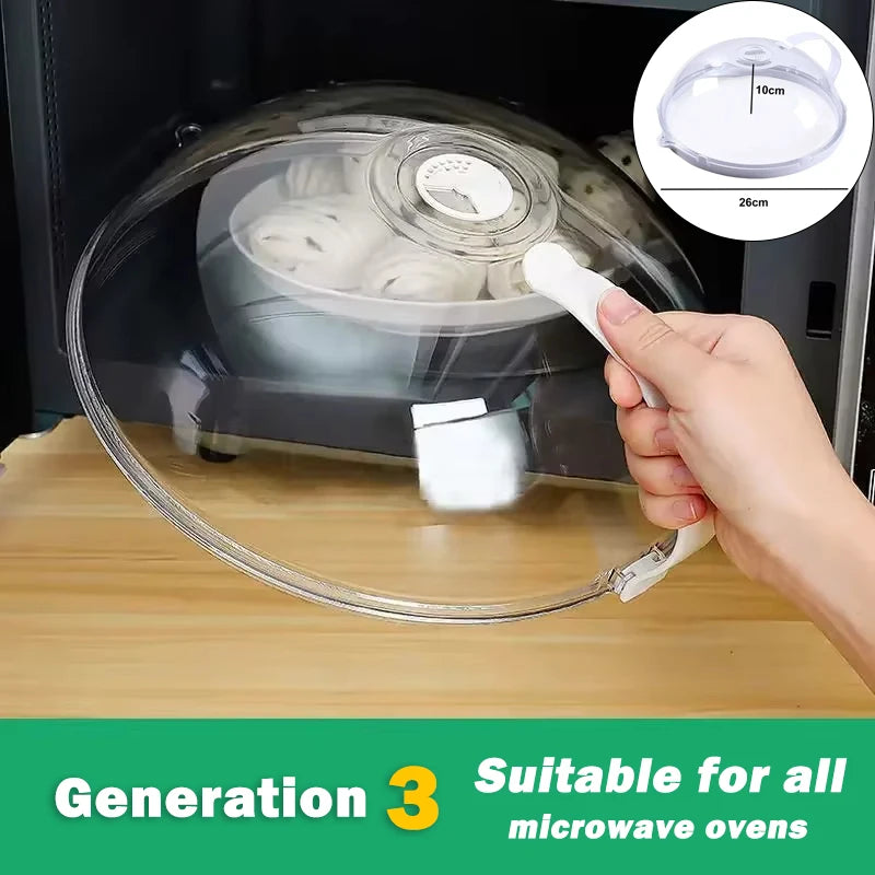 Microwave Food Splash Guard, High Temperature Resistant, Food Heating Cover With Steam Vent & Handle Transparent Plate Cover. EXTREMELY POPULAR THIS WEEK!