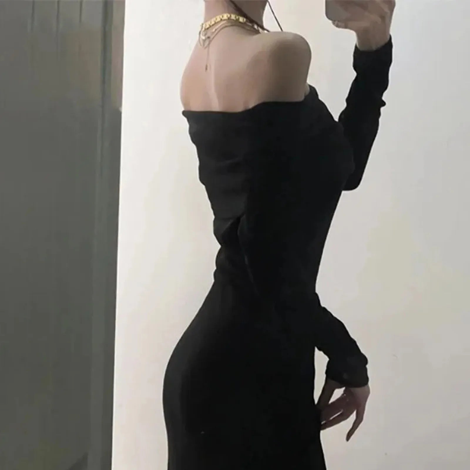 Elegant-Off Shoulder Sweater Dress, Solid Color, Long Sleeve Knitted Dress....15% Off!
