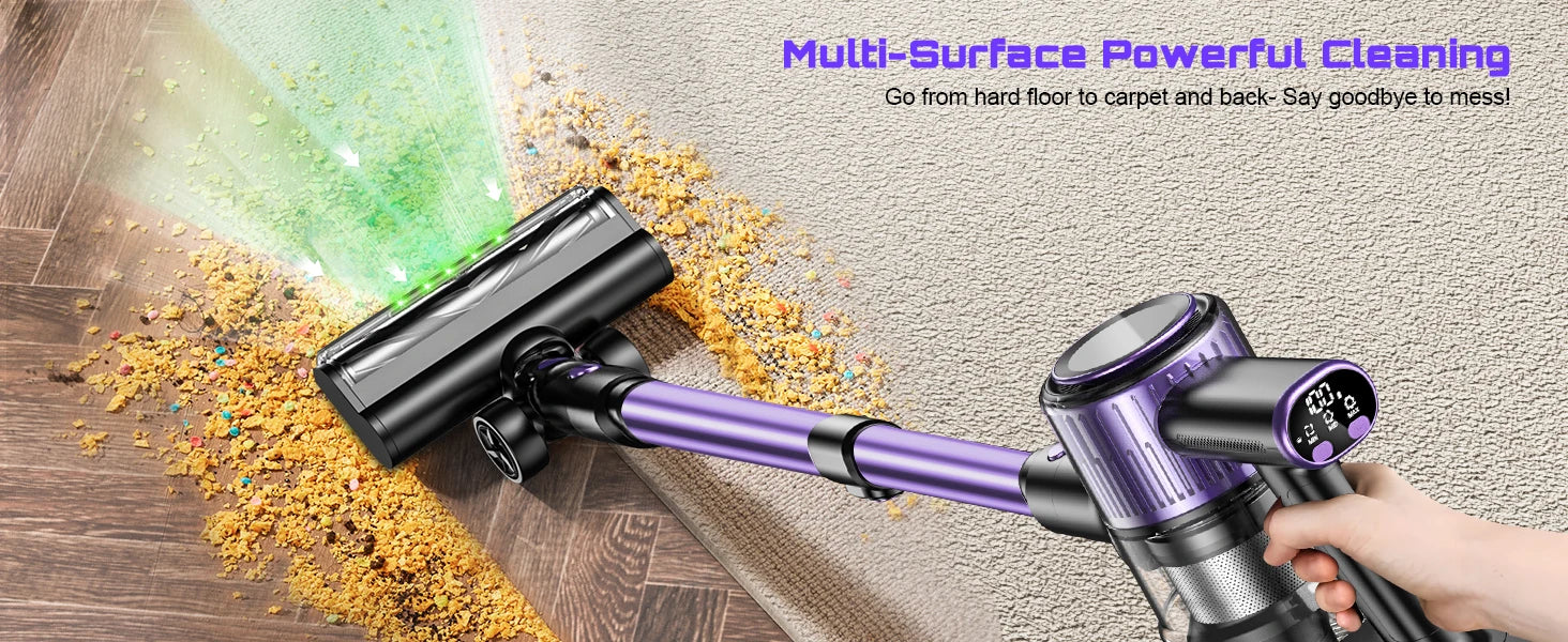 Cordless Vacuum Cleaner, 10 In 1 Powerful Stick, Lightweight Vacuum Cleaner, Green LED Search Light & Display, Pet Hair/Hard Floor/Carpet....57.08% OFF!