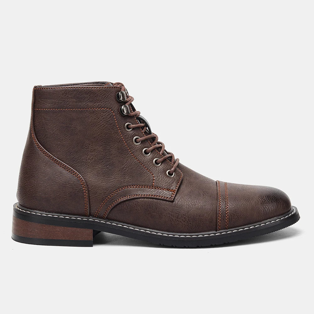 Men's Leather Retro Boots, Ankle High