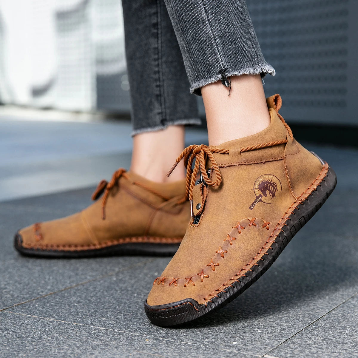 Western Chic Handmade Ankle Boots - Premium Hand-Stitched, Soft Leather, Casual Outdoor Shoes for Women - Comfortable, Durable.....20% OFF!