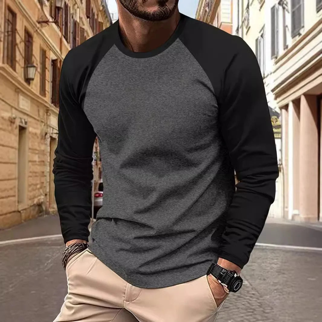 Men's Long Sleeve O-Neck Long Sleeve Casual Shirt.