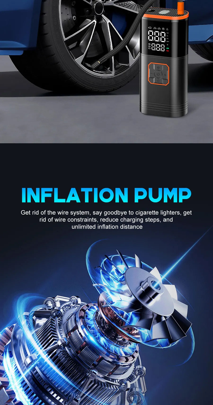 Digital Display Portable Tire Inflater, USB Rechargeable, Air Compressor For Car, Bike, Motorcycle Tires, Balls, Inflatable Toys....23.71% OFF!