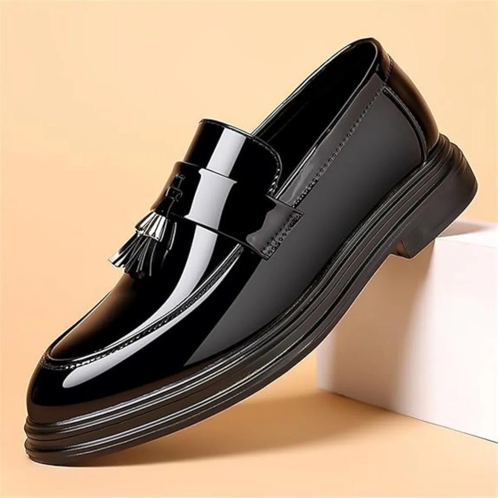 Men's Tassels High Gloss Patent Penny Loafers, Business Casual Oxford Slip On Dress Shoes....48.44% OFF!