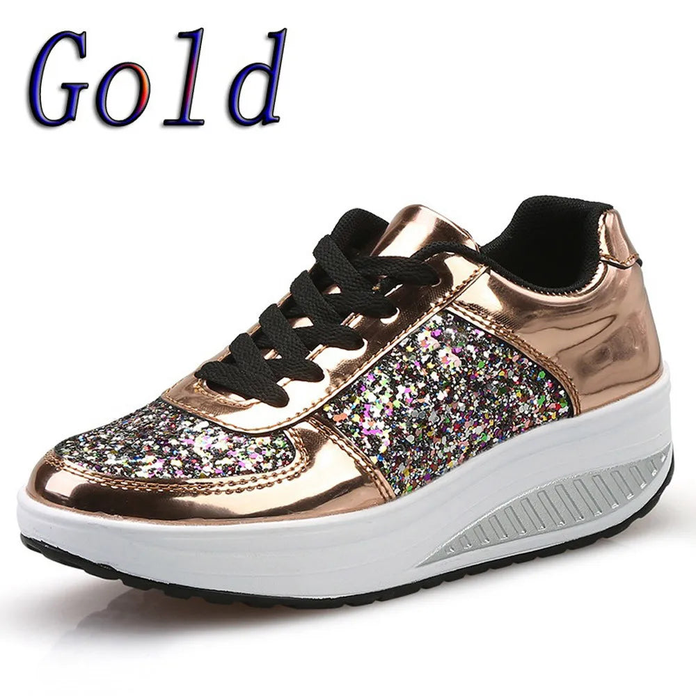 Women's Fashion T-Shoes, Sport Sequins Wedges, Shoe Shake Fashion Running/Walking Sneakers.....20% OFF!