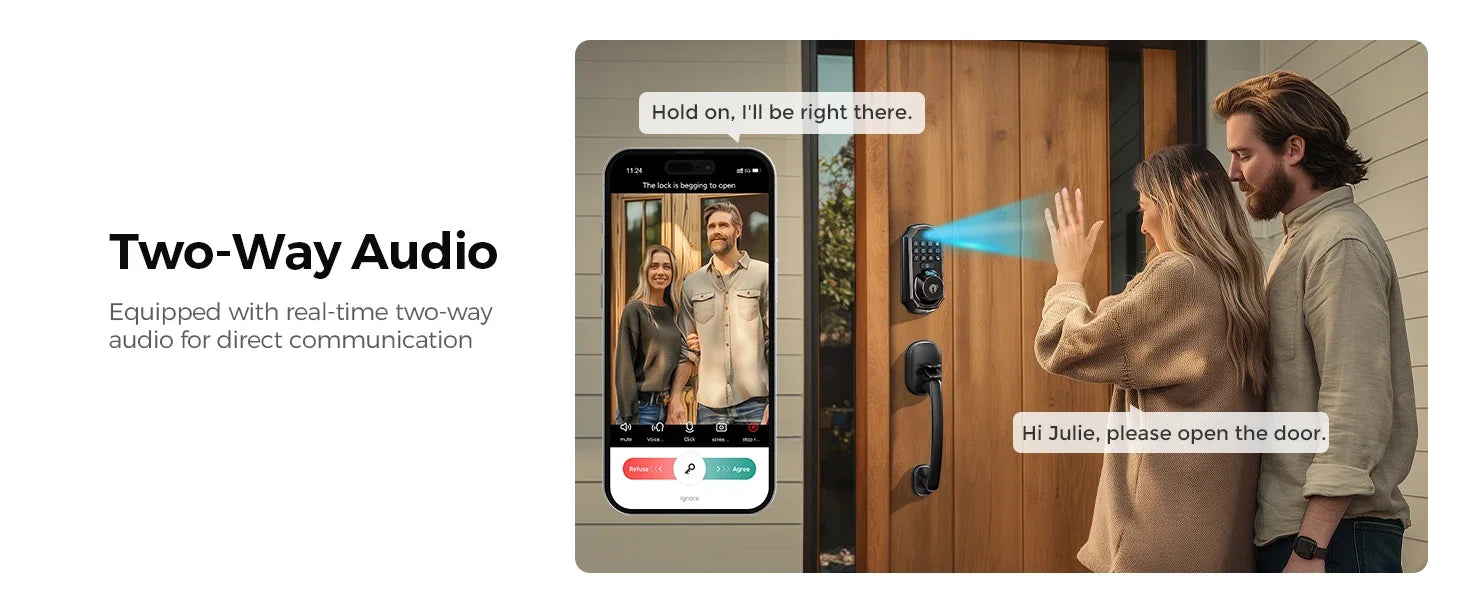 Smart Wi-Fi Keyless Door Lock With Camera, Bluetooth Technology, Users Can Unlock Front Door Lock Via APP Access, Fingerprint, Keypad Code or, Traditional Keys, Camera & Doorbell, 130 Wide Angle Lens, Two Way Microphone & Speaker....63.67 % OFF!