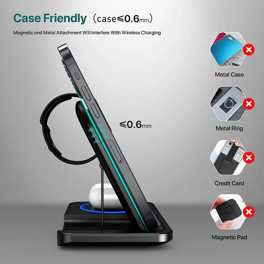 Wireless Charging Stand, 30W- 3 in 1 Fast Wireless Charger Stand, Foldable , Wireless Charging For iPhone 15 14 13 12 11, Apple Watch 9 8 7 6 5, Air Pods Pro. GAINING POPULARITY SINCE 02/07.