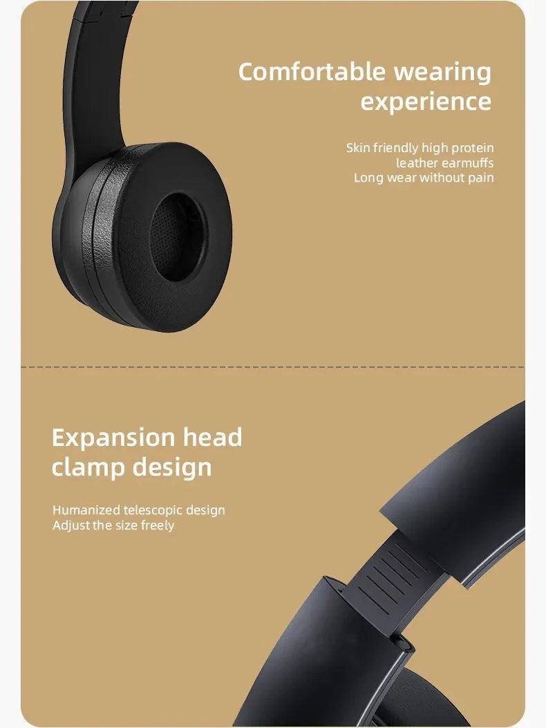 Handsfree Wireless Headphones/Earphone, Noise Canceling, P47 Headset, Bluetooth Head Phone For iPhone, Huawei, Samsung S22