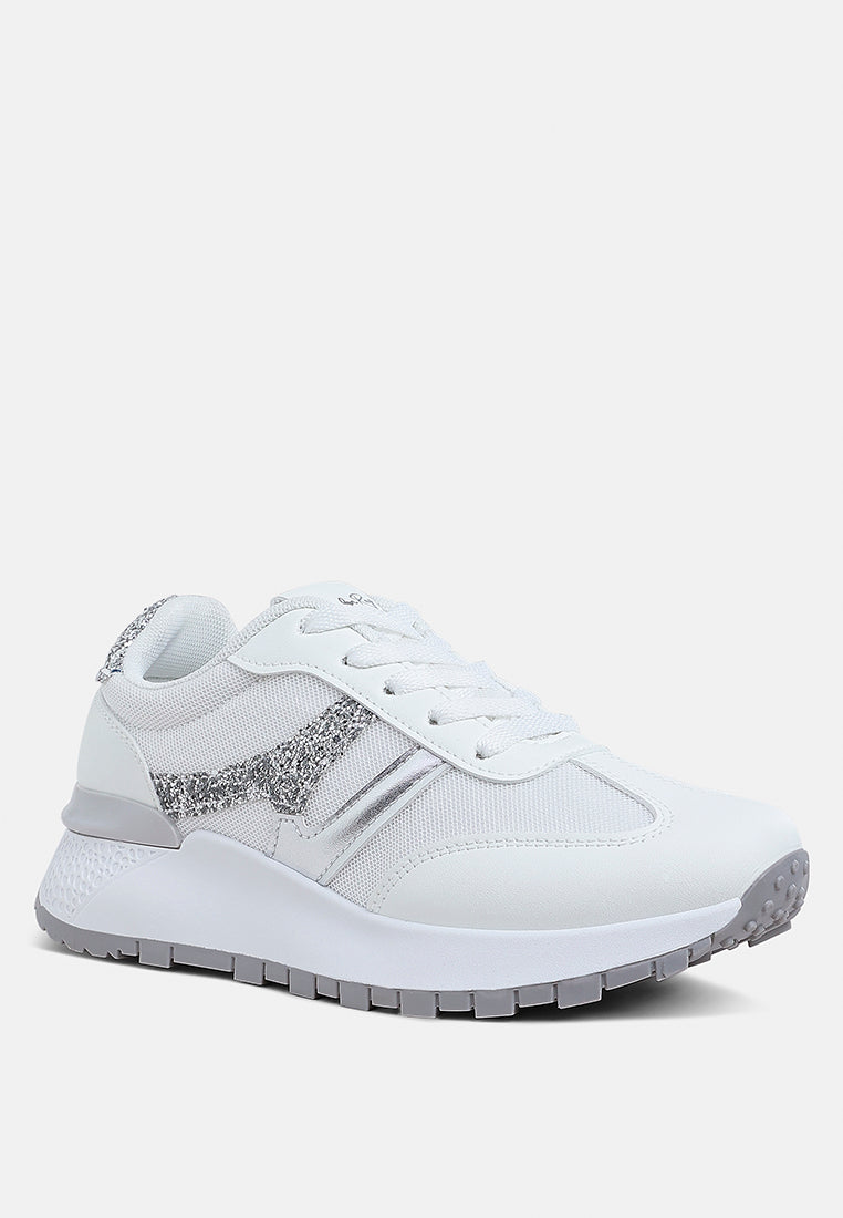 Women's Glitter Detail Chunky Sneakers With Anti-Skid Sole