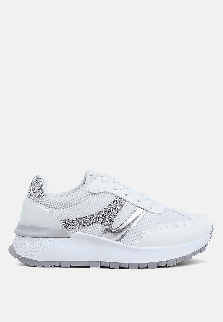 Women's Glitter Detail Chunky Sneakers With Anti-Skid Sole