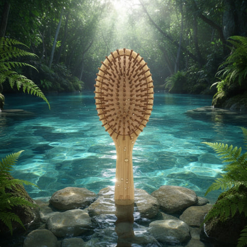 Bamboo Brush, With Rounded Bamboo Bristles, Will Detangle Hair & Massage Scalp, Eco-Friendly...ANYTHING BAMBOO IS STILL TRENDING!