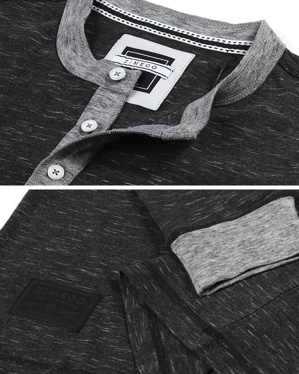 Men's Long Sleeve, Contrast Button, Placket Neck, Cuffs, Casual Henley Shirts