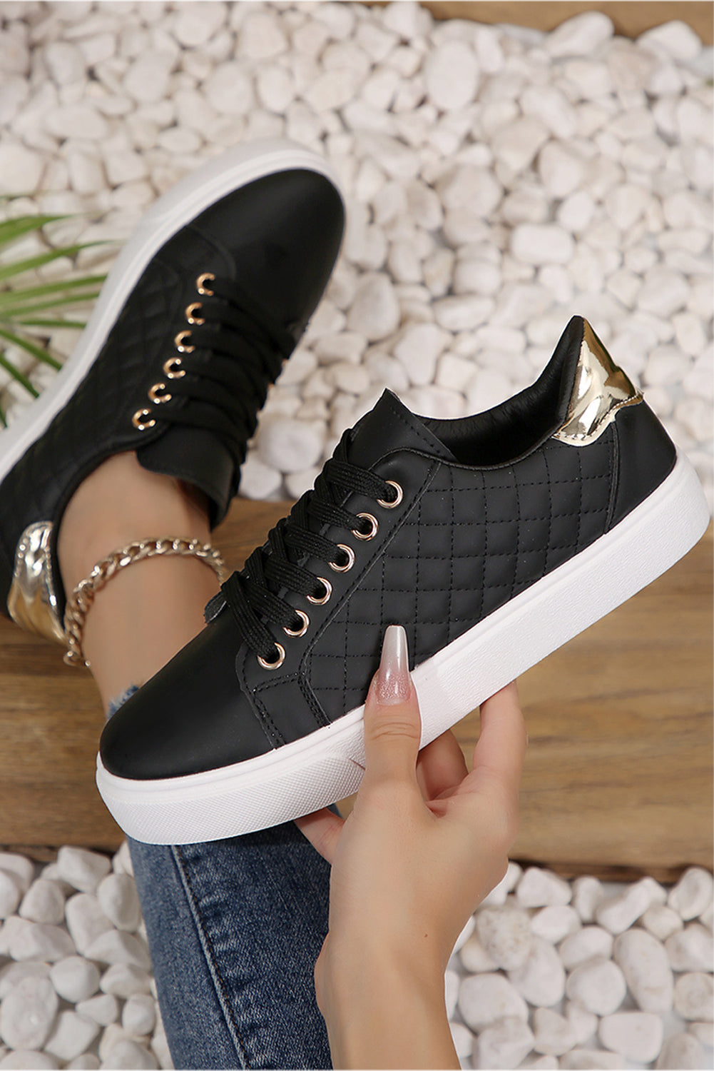 Harper Quilted Lace Up Sneakers-1