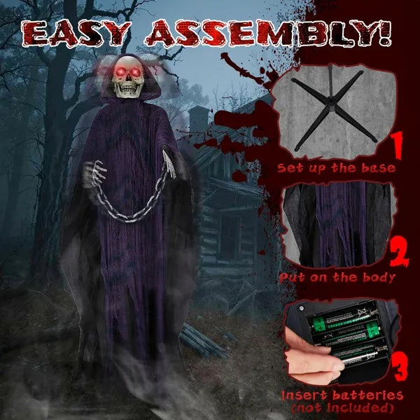 Halloween- 6 FT Outdoor Animatronics Grim Reaper. 20% OFF!